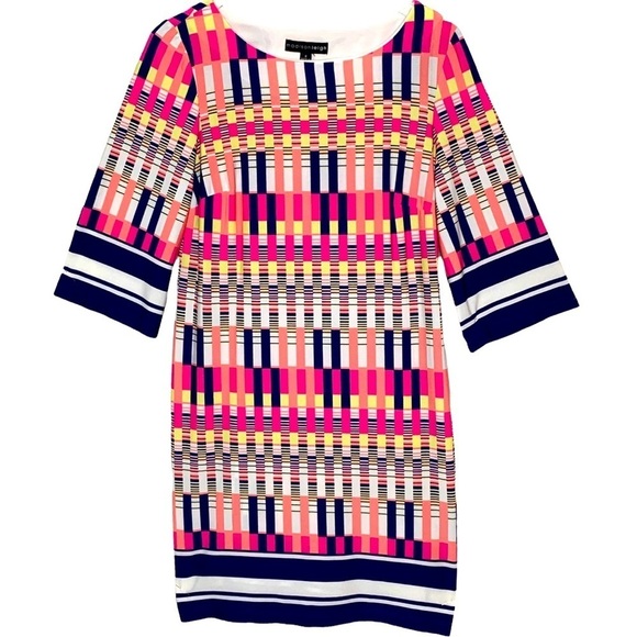 madison leigh Dresses & Skirts - Madison Leigh Dress Multicolor Pull over Scoop neck 3/4 sleeves Knee length NEW